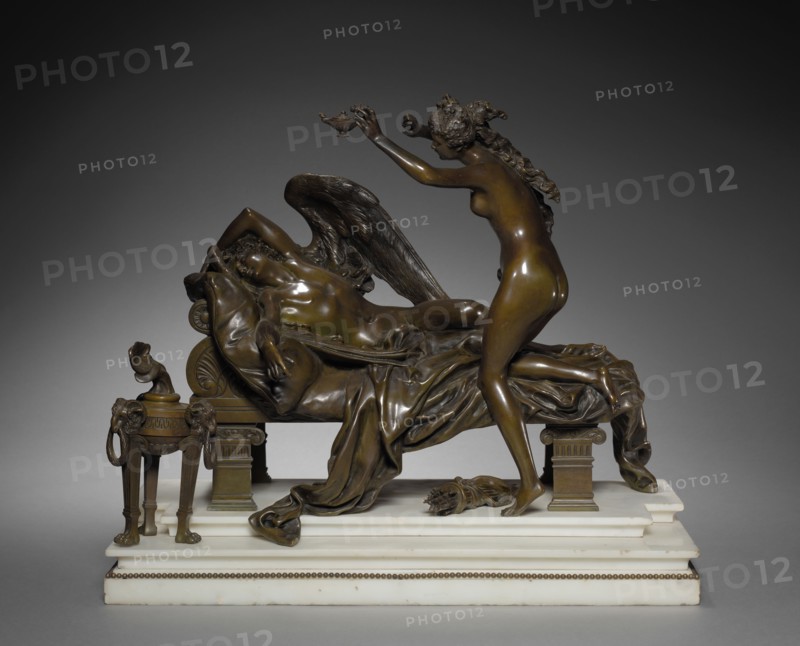 Cupid and Psyche, c. 1870. Albert-Ernest Carrier-Belleuse (French, 1824-1887). Bronze with marble base; overall: 45.7 x 53.3 x 26 cm (18 x 21 x 10 1/4 in.)