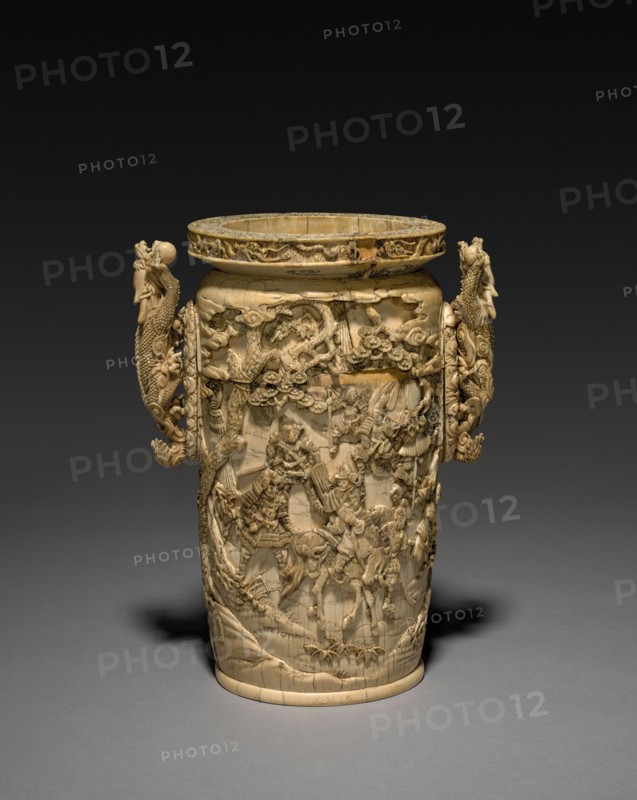 Carved Vase with Liner, 1800s. Japan, 19th century. Ivory; overall: 25.1 cm (9 7/8 in.).