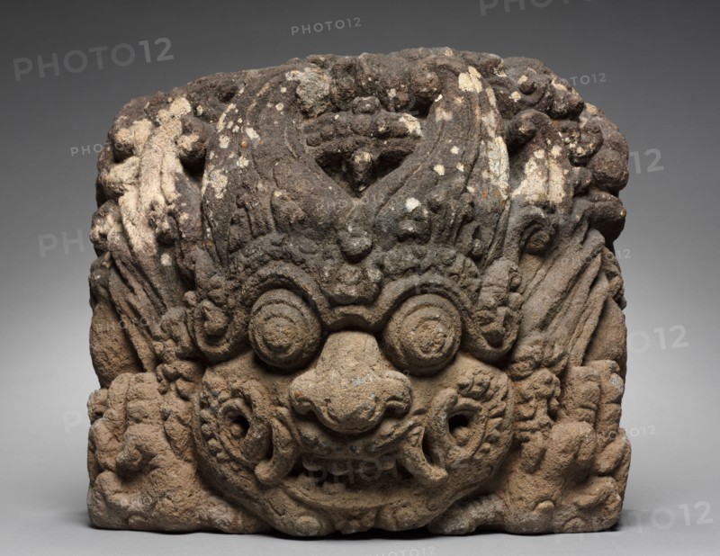 Bracket with Kala Mask, 1100s-1300s. Eastern Java, c. 12th-14th Century. Volcanic stone; overall: 40 x 45.5 x 31 cm (15 3/4 x 17 15/16 x 12 3/16 in.).