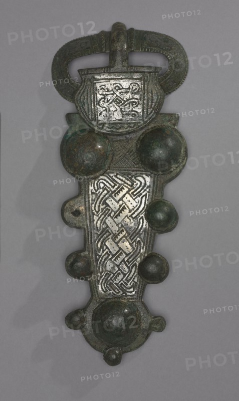 Buckle, 600s. Frankish, Migration period, 7th century. Bronze and silver overlay; overall: 18.6 cm (7 5/16 in.)