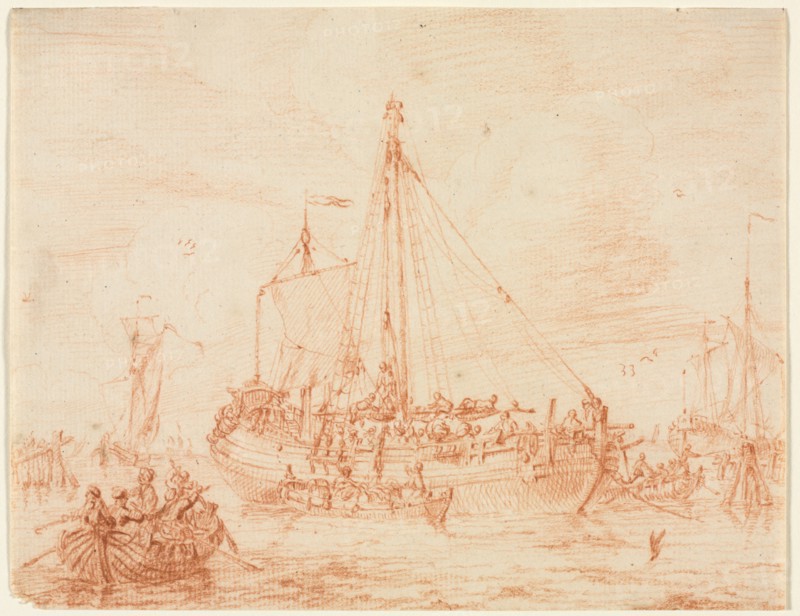 Preparation of The Herring Bark, first third 1700s. Sieuwert van der Meulen (Dutch, 1730). Red chalk; sheet: 14.9 x 19.2 cm (5 7/8 x 7 9/16 in.).
