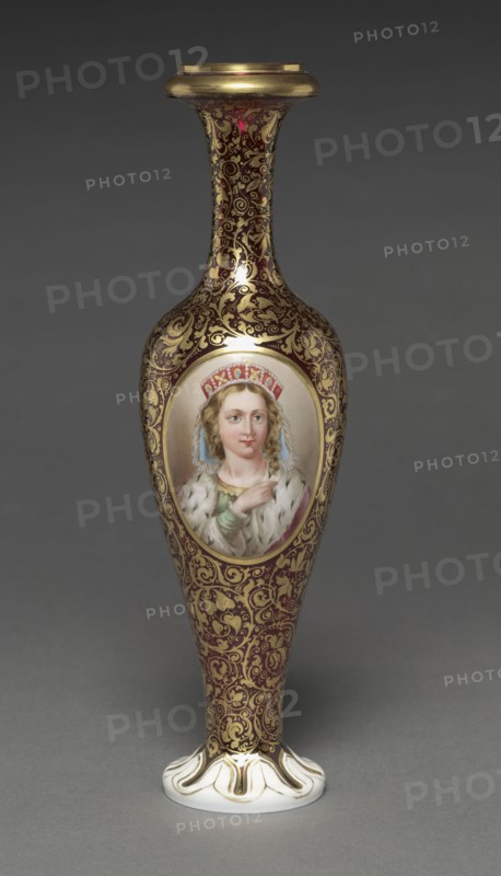 Vase, 1840-1860. Bohemia (?), 19th century. Glass with enamel and gilt decoration; diameter: 31.5 x 9 cm (12 3/8 x 3 9/16 in.).