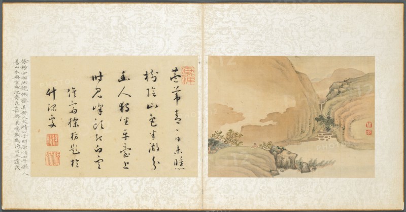 Album of Miscellaneous Subjects, Leaf 3, 1600s. Fan Qi (Chinese, 1616-aft 1694). Album leaf, ink and color on silk; image: 12.6 x 17.3 cm (4 15/16 x 6 13/16 in.); overall: 21 x 22 cm (8 1/4 x 8 11/16 in.).
