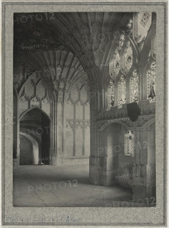 Gloucester Cathedral - Cloisters: South and West Alleys, c. 1900. Frederick H. Evans (British, 1853-1943). Platinum print; image: 15.2 x 11.2 cm (6 x 4 7/16 in.); matted: 45.7 x 35.6 cm (18 x 14 in.)