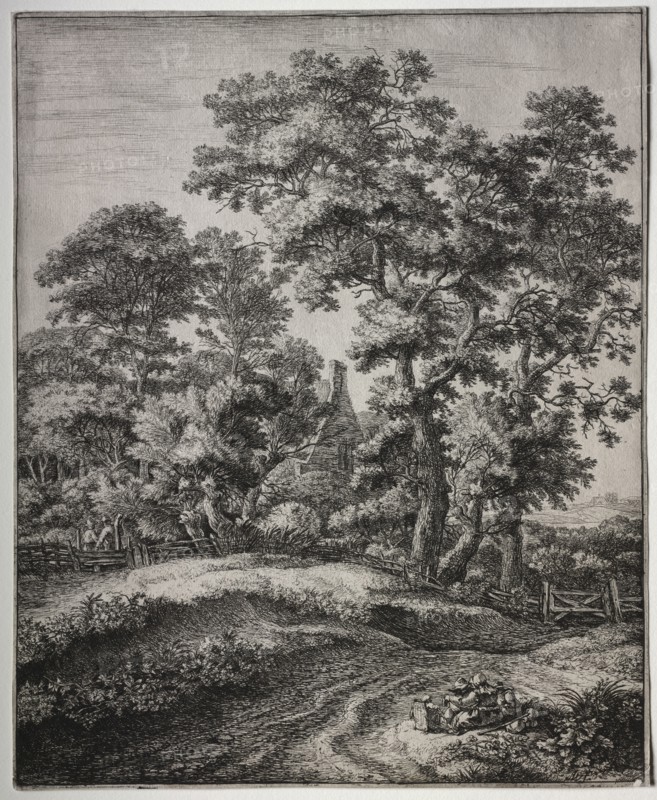 A Mother and Three Children at Rest. Anthonie Waterloo (Dutch, 1609/10-1690). Etching