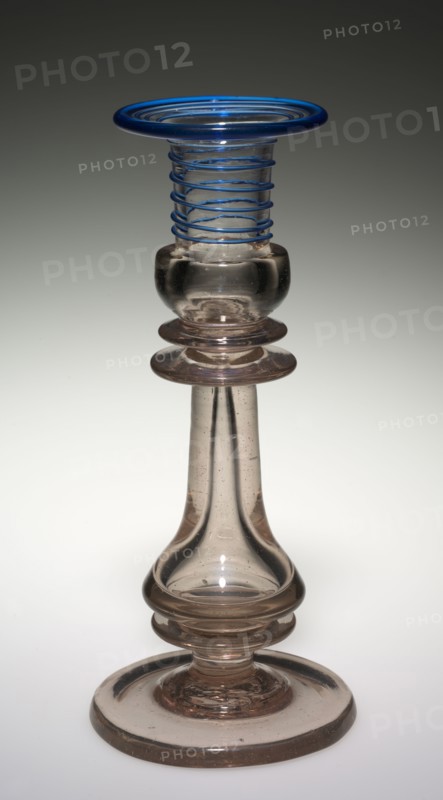Candlestick, mid-1800s. America, Pennsylvania, Pittsburgh ?, mid-19th century. Glass and detachable pewter bobeche; overall: 23.1 x 10.2 cm (9 1/8 x 4 in.).