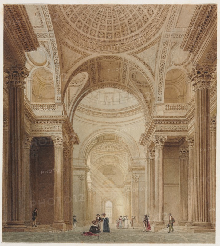 Interior of the Pantheon in Paris. Fredrick Nash (British, 1782-1856). Watercolor over graphite; sheet: 20 x 17.9 cm (7 7/8 x 7 1/16 in.).