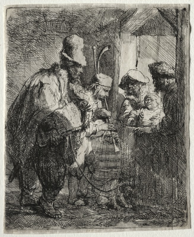 The Strolling Musicians, c. 1635. Rembrandt van Rijn (Dutch, 1606-1669). Etching and drypoint; sheet: 14.5 x 11.8 cm (5 11/16 x 4 5/8 in.); platemark: 14.1 x 11.5 cm (5 9/16 x 4 1/2 in.)