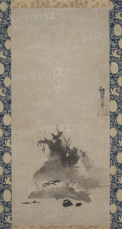 Haboku (Flung-ink) Landscape, c. 1510. Shugetsu Tokan (Japanese, 1440?-1529). Hanging scroll; ink on paper; image: 59.5 x 26.9 cm (23 7/16 x 10 9/16 in.); overall: 151.1 x 40.6 cm (59 1/2 x 16 in.).