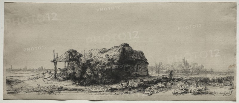 Landscape with a  Cottage and Hay Barn: Oblong, 1641. Rembrandt van Rijn (Dutch, 1606-1669). Etching and drypoint; sheet: 13.9 x 33 cm (5 1/2 x 13 in.); platemark: 12.9 x 32.4 cm (5 1/16 x 12 3/4 in.)