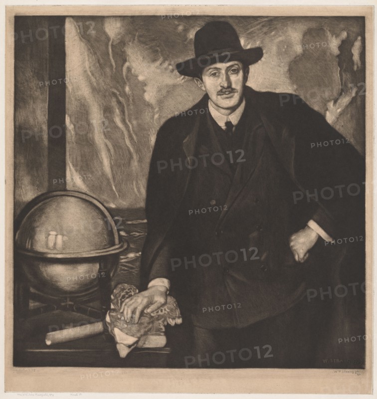 John Masefield. William Strang (British, 1859-1921). Mezzotint and etching