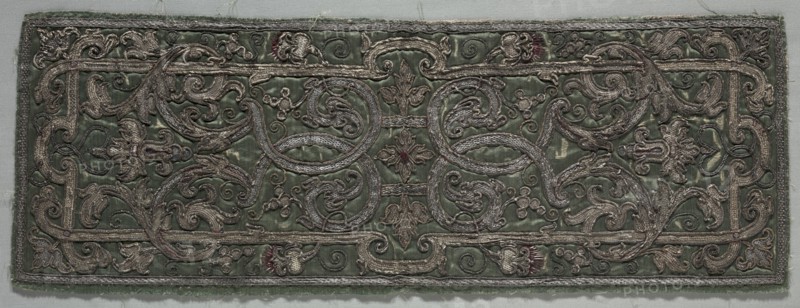 Apparel from a Dalmatic, early 1500s. Italy, early 16th century. Embroidery; silk and metallic threads; overall: 19.6 x 54.5 cm (7 11/16 x 21 7/16 in.).