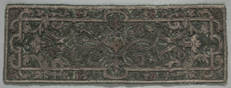 Apparel from a Dalmatic, early 1500s. Italy, early 16th century. Embroidery; silk and metallic threads; overall: 19.7 x 54.3 cm (7 3/4 x 21 3/8 in.)