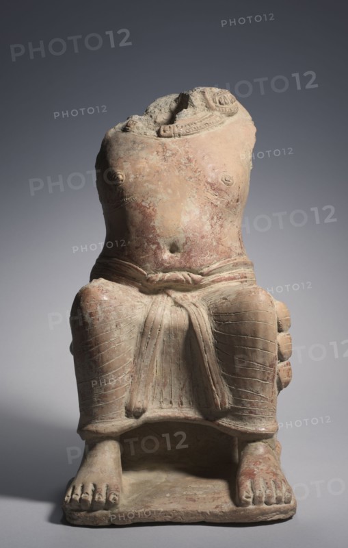 Seated Yaksha, 300s. Northern India, Uttar Pradesh, probably Kaushambi. Terracotta; overall: 47.3 x 26 cm (18 5/8 x 10 1/4 in.).