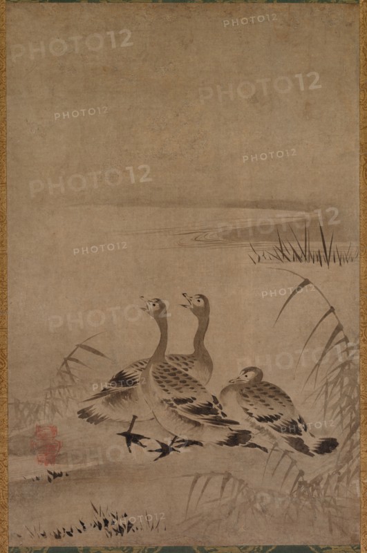 Wild Geese, early 1500s. Kano Chokichi (Japanese). Hanging scroll; ink on paper; overall: 50.8 x 33 cm (20 x 13 in.).
