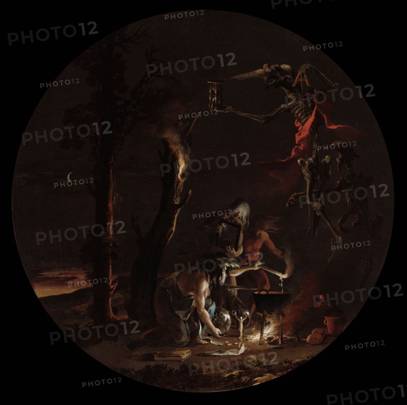 Scenes of Witchcraft: Evening, c. 1645-1649. Salvator Rosa (Italian, 1615-1673). Oil on canvas; framed: 76.2 x 9.6 cm (30 x 3 3/4 in.); unframed: 54.5 cm (21 7/16 in.).