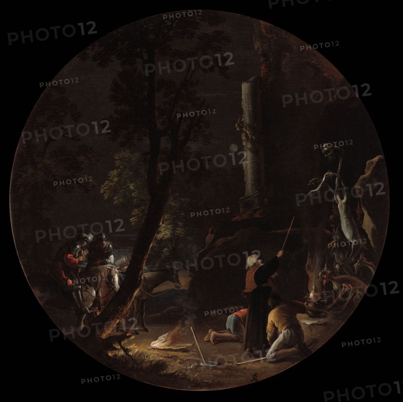 Scenes of Witchcraft: Night, c. 1645-1649. Salvator Rosa (Italian, 1615-1673). Oil on canvas; framed: 76.2 x 9.6 cm (30 x 3 3/4 in.); unframed: 54.5 cm (21 7/16 in.).