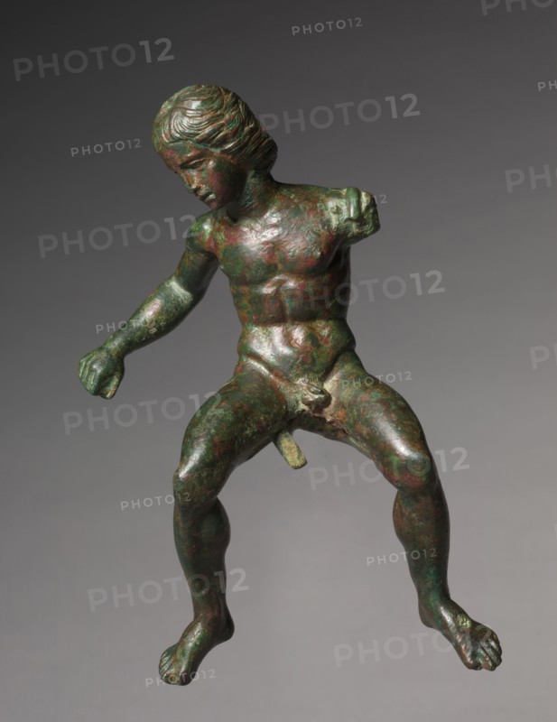 Rider, c. 400-375 BC. Greece, perhaps from workshop of Tarentum, early 4th Century. Bronze; overall: 13.3 x 7.6 cm (5 1/4 x 3 in.).
