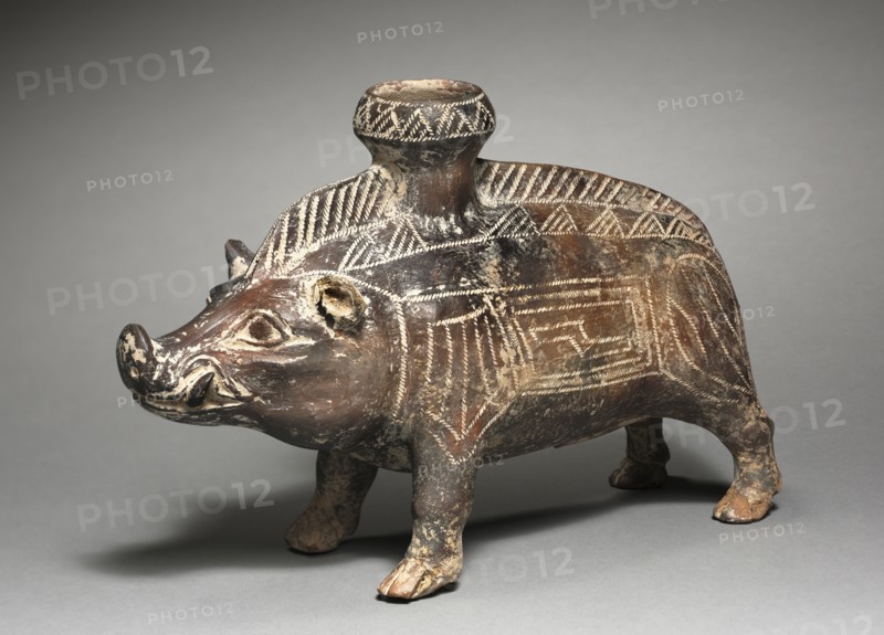 Vessel in the Shape of a Wild Boar, 700-500 BC. Italy, Villanova, Etruscan, 7th-6th Century BC. Terracotta; overall: 17.5 cm (6 7/8 in.).