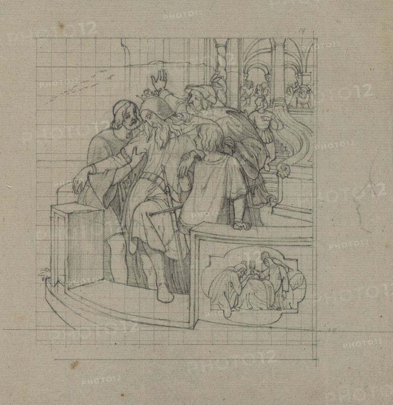 The King of Thule, second or third quarter 1800s. Moritz von Schwind (German, 1804-1871). Graphite; squared in graphite; sheet: 24.6 x 22.2 cm (9 11/16 x 8 3/4 in.); image: 14.8 x 13 cm (5 13/16 x 5 1/8 in.).