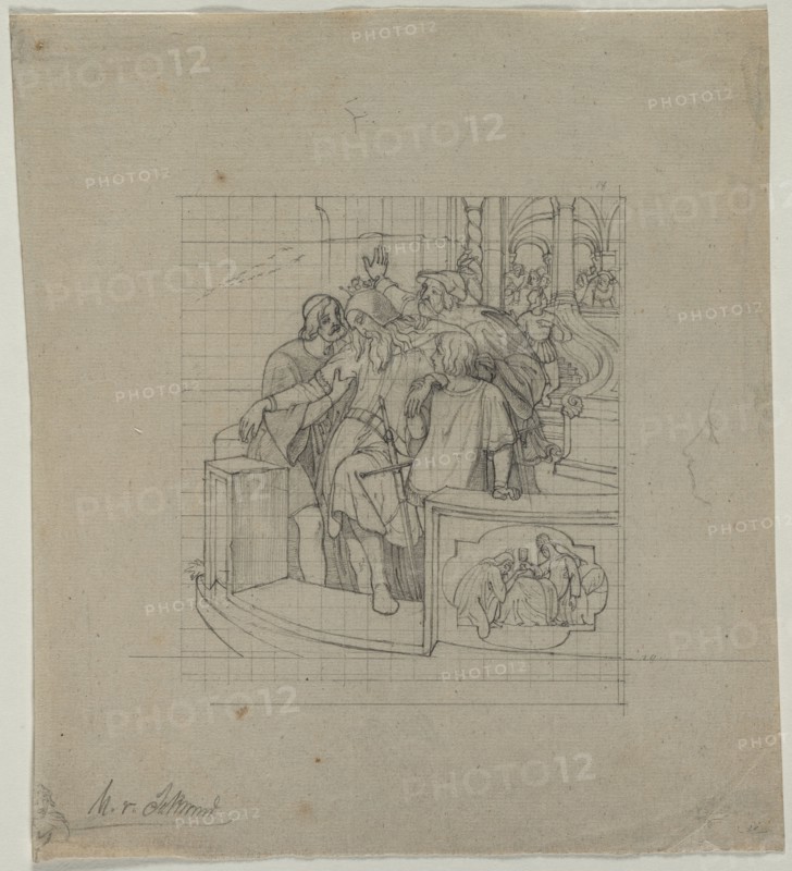 The King of Thule, second or third quarter 1800s. Moritz von Schwind (German, 1804-1871). Graphite; squared in graphite; sheet: 24.6 x 22.2 cm (9 11/16 x 8 3/4 in.); image: 14.8 x 13 cm (5 13/16 x 5 1/8 in.).