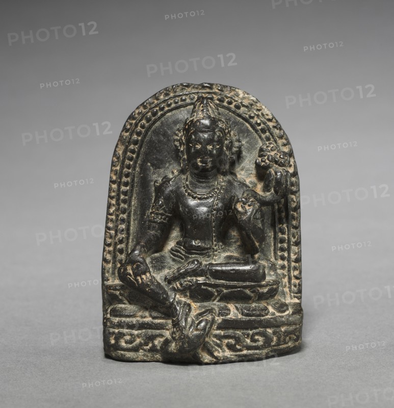 Stele with Padmapani, 900s. India, Nalanda, Pala Period, 10th Century. Black chlorite; overall: 8 cm (3 1/8 in.).