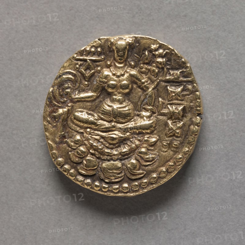 Coin with Figure of an Archer (reverse), c. 380 - c. 414. India, Chandragupta II, Gupta Period, late 4th-early 5th century. Gold; diameter: 1.9 cm (3/4 in.).