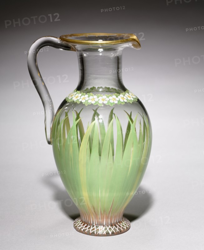 Jug, 1847. Richard Redgrave (British, 1804-1888), J. F. Christy, Stangate Glass Works (British). Glass, enamel decoration; overall: 26.7 x 17.2 cm (10 1/2 x 6 3/4 in.).