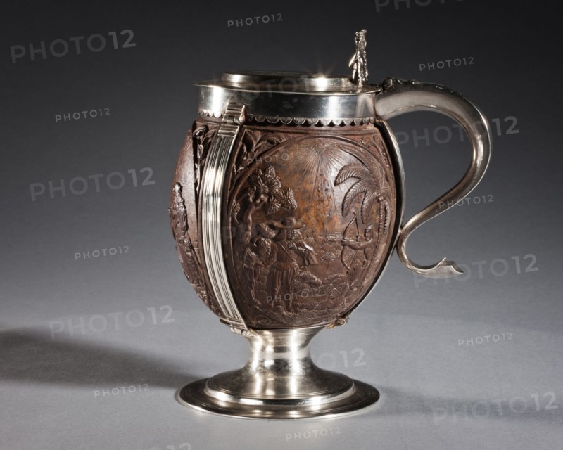 Coconut Cup, c. 1630. Carved coconut, probably The Netherlands; silver mount, probably England, 17th century. Carved coconut in silver mount; overall: 18.9 cm (7 7/16 in.).