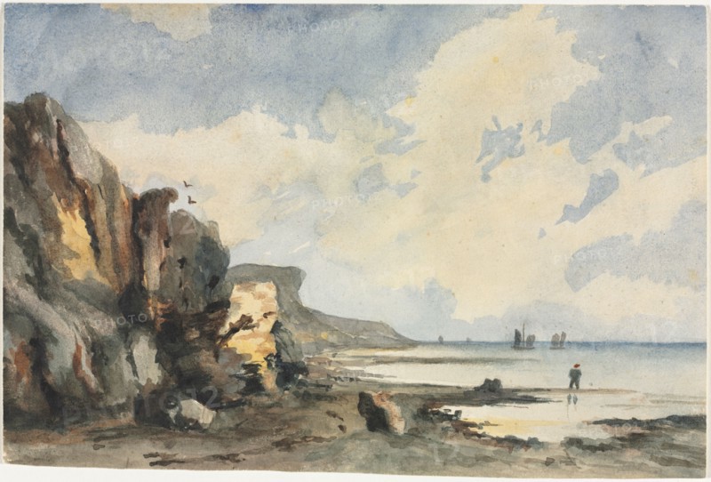 Coastal View. Thomas Churchyard (British, 1798-1865). Watercolor; sheet: 19.1 x 28.5 cm (7 1/2 x 11 1/4 in.).