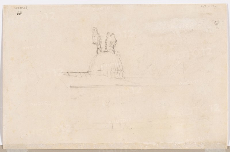 Sketch for Pavilion Near a Mosque, 1800s. Félix Ziem (French, 1821-1911). Graphite; sheet: 26.7 x 41.2 cm (10 1/2 x 16 1/4 in.).