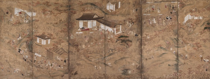 Autumn in the Mountains, 1600s. Tosa School (Japanese). Six-fold screen; ink and color with applied silver and gold leaf on paper; image: 135.5 x 353.8 cm (53 3/8 x 139 5/16 in.).