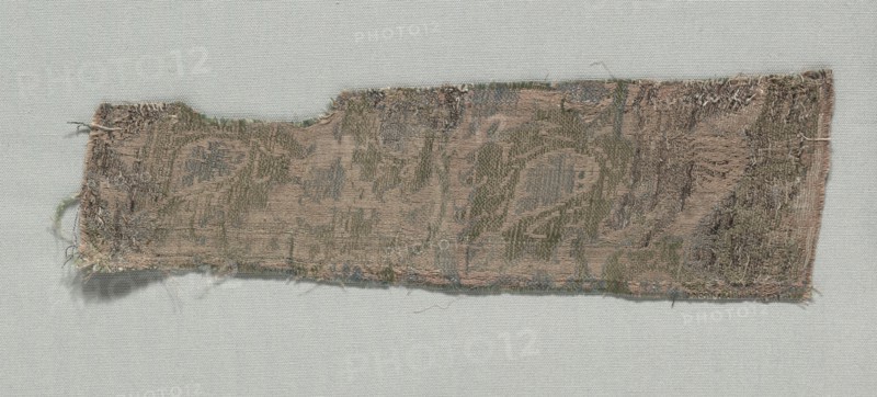 Three Fragments of Italian Gothic Silk, 1350-1399. Italy, second half of 14th century. Lampas weave, brocaded; silk and gold thread; overall: 26.5 x 8.5 cm (10 7/16 x 3 3/8 in.).