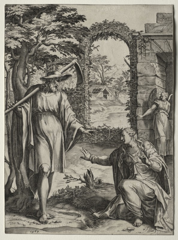 Christ Appearing to Mary Magdalen, 1567. Cornelis Cort (Dutch, 1533-1578), after a design by Giulio Clovio (Italian, 1498-1578). Engraving; sheet: 28.1 x 20.7 cm (11 1/16 x 8 1/8 in.)