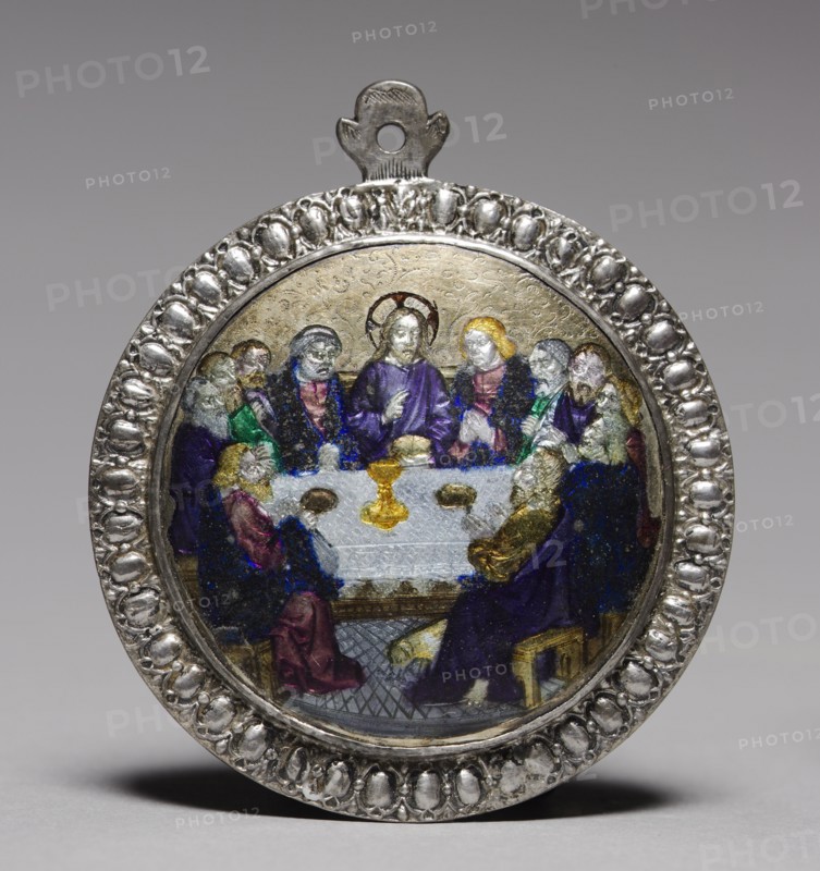 Medallion: The Last Supper, late 1400s. France, 15th century. Basse-taille enamel on silver; diameter: 5.8 cm (2 5/16 in.)