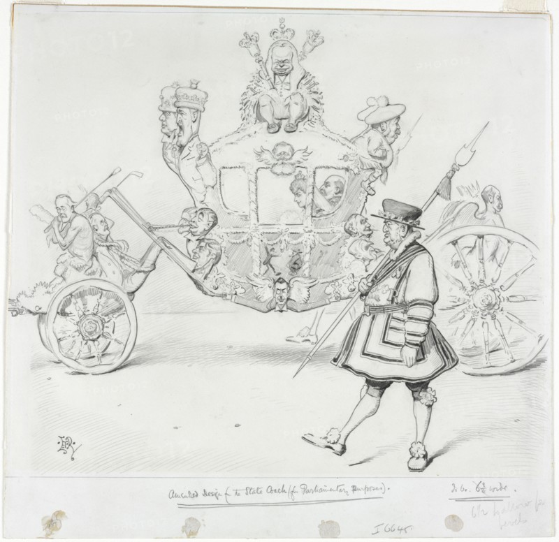 The Stagecoach for Parliamentary Purposes. Edward Tennyson Reed (British, 1860-1933). Graphite; sheet: 29.5 x 30.2 cm (11 5/8 x 11 7/8 in.); image: 25.7 x 30.2 cm (10 1/8 x 11 7/8 in.).