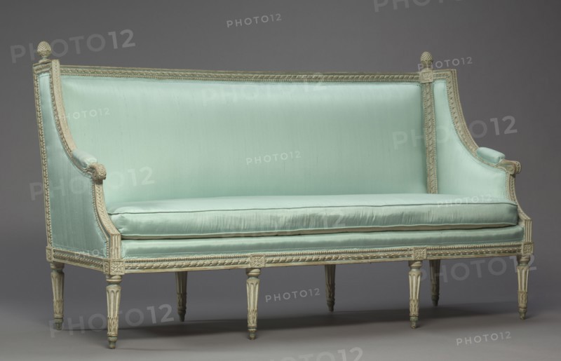 Settee, c. 1780. Philippe-Joseph Pluvinet (French, 1793). Painted wood and upholstery; overall: 162.5 cm (64 in.).