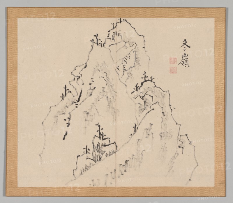 Double Album of Landscape Studies after Ikeno Taiga, Volume 1 (leaf 25), 18th century. Aoki Shukuya (Japanese, 1789). Pair of albums; ink, or ink and light color on paper; album, closed: 28.3 x 33 cm (11 1/8 x 13 in.).