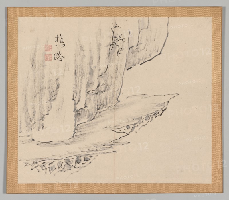 Double Album of Landscape Studies after Ikeno Taiga, Volume 1 (leaf 31), 18th century. Aoki Shukuya (Japanese, 1789). Pair of albums; ink, or ink and light color on paper; album, closed: 28.3 x 33 cm (11 1/8 x 13 in.).