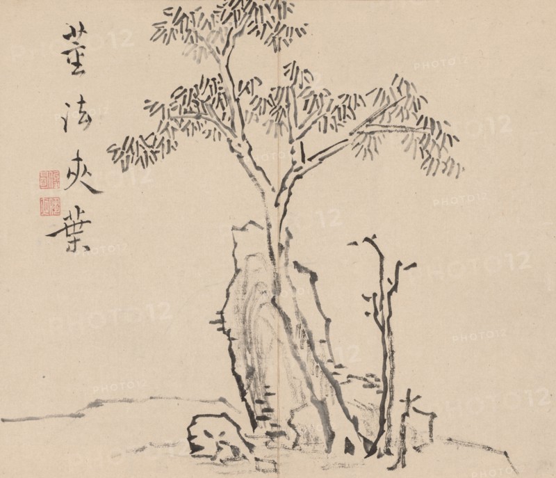 Double Album of Landscape Studies after Ikeno Taiga, Volume 1 (leaf 4), 18th century. Aoki Shukuya (Japanese, 1789). Pair of albums; ink, or ink and light color on paper; album, closed: 28.3 x 33 cm (11 1/8 x 13 in.).