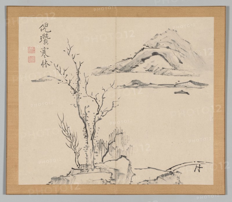 Double Album of Landscape Studies after Ikeno Taiga, Volume 2 (leaf 11), 18th century. Aoki Shukuya (Japanese, 1789). Pair of albums; ink, or ink and light color on paper; album, closed: 28.3 x 33 cm (11 1/8 x 13 in.).
