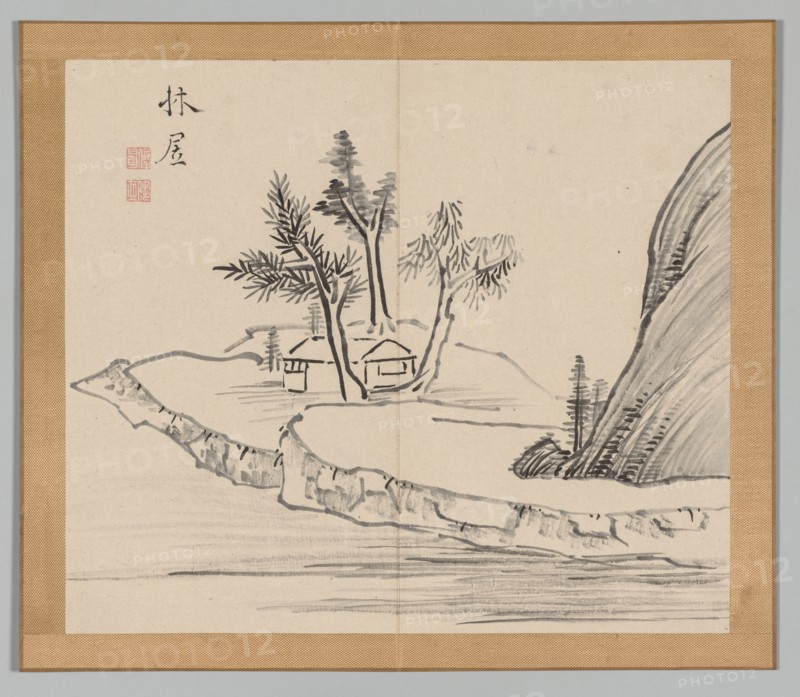 Double Album of Landscape Studies after Ikeno Taiga, Volume 2 (leaf 22), 18th century. Aoki Shukuya (Japanese, 1789). Pair of albums; ink, or ink and light color on paper; album, closed: 28.3 x 33 cm (11 1/8 x 13 in.).