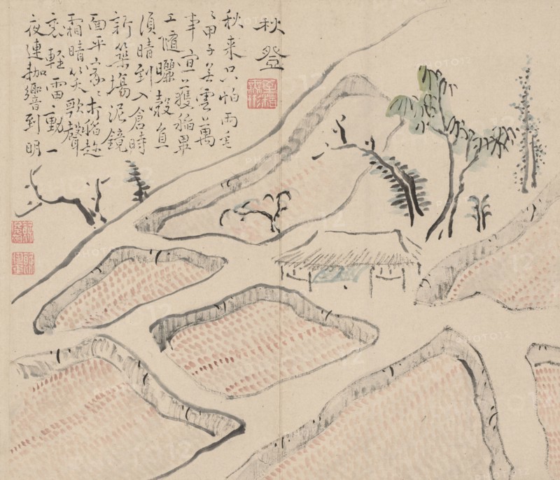 Double Album of Landscape Studies after Ikeno Taiga, Volume 2 (leaf 35), 18th century. Aoki Shukuya (Japanese, 1789). Pair of albums; ink, or ink and light color on paper; album, closed: 28.3 x 33 cm (11 1/8 x 13 in.).