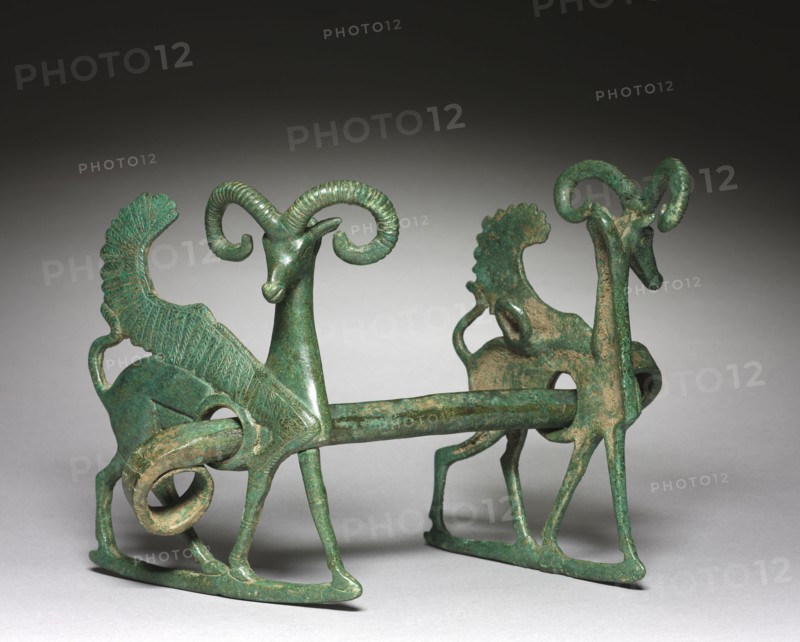 Winged Ibex Horse Bit , 800-600 BC. Luristan, Iran, 800-600 BC. Bronze, cast and incised; overall: 23.6 cm (9 5/16 in.).