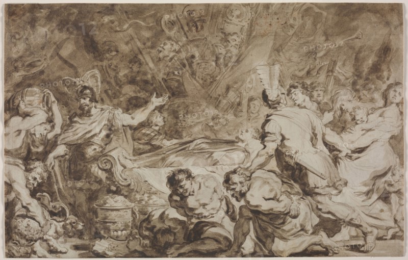 The Funeral of Decius Mus, 1774. Jean-Honoré Fragonard (French, 1732-1806). Brush and brown ink and wash over black chalk; sheet: 24 x 37.6 cm (9 7/16 x 14 13/16 in.).