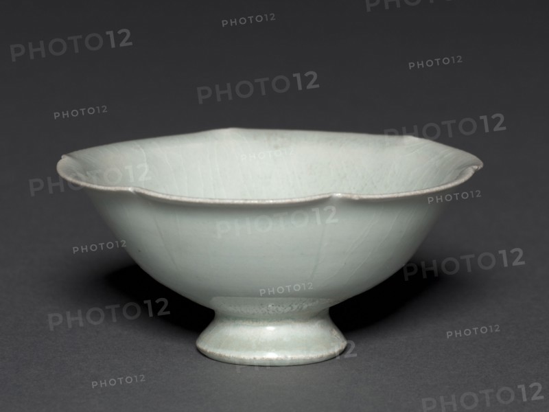 Cup and Stand, 1100s. China, Jiangxi province, Jingdezhen, Southern Song dynasty (1127-1279). Porcelain with pale bluish-white glaze, qingbai ("blue-white") ware; diameter: 4.9 x 10.5 cm (1 15/16 x 4 1/8 in.); overall: 4.8 cm (1 7/8 in.); stand: 14 cm (5 1/2 in.).