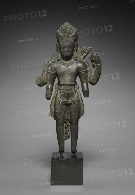 Vishnu, 800s. Nepal, style of Changu Narayan, 9th century. Schist; overall: 43.8 cm (17 1/4 in.).