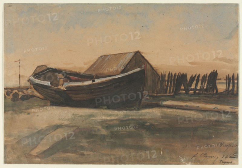 Boat on a Beach, Le Tréport, 1854. François Bonvin (French, 1817-1887). Watercolor and gouache over traces of graphite; sheet: 21.8 x 31.9 cm (8 9/16 x 12 9/16 in.).
