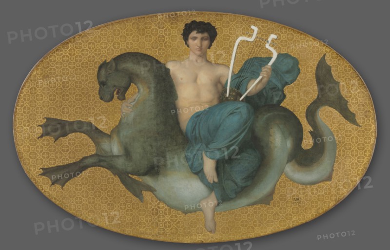 Arion on a Sea Horse, 1855. William Adolphe Bouguereau (French, 1825-1905). Oil on fabric; framed: 87.3 x 127 x 5.4 cm (34 3/8 x 50 x 2 1/8 in.); unframed: 71.3 x 111.8 cm (28 1/16 x 44 in.)
