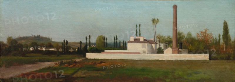 Industrial Plant, c. 1865-1870. Antoine Chintreuil (French, 1814-1873). Oil on fabric; unframed: 19.9 x 54.3 cm (7 13/16 x 21 3/8 in.)